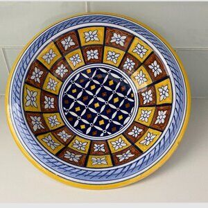 Fratelli Mari Deruta Italy Serving Bowl 10'' Blue and Yellow
